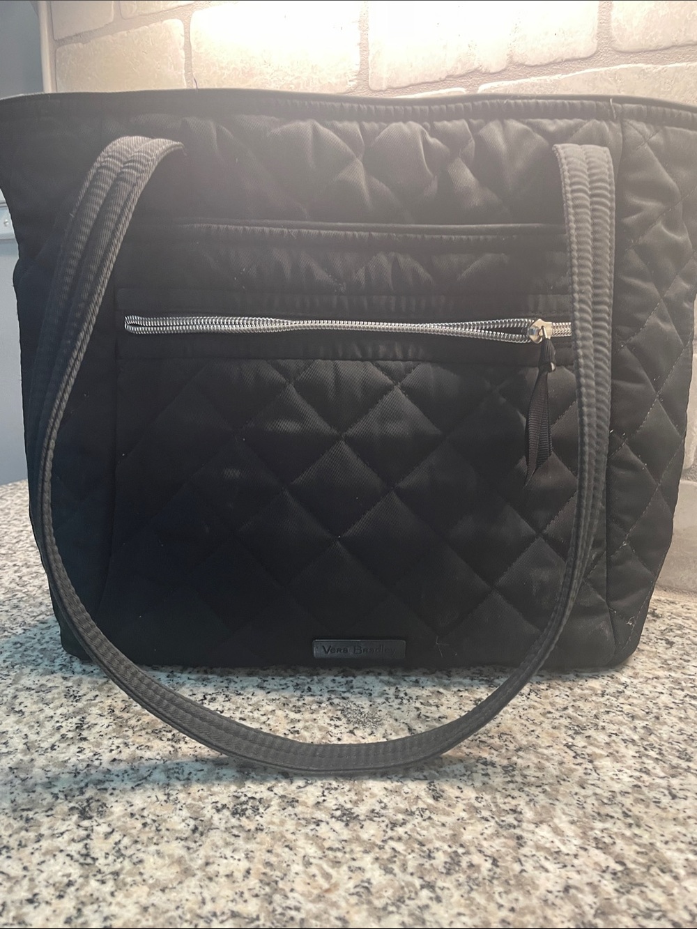 Vera Bradley Black Quilted Shoulder Tote